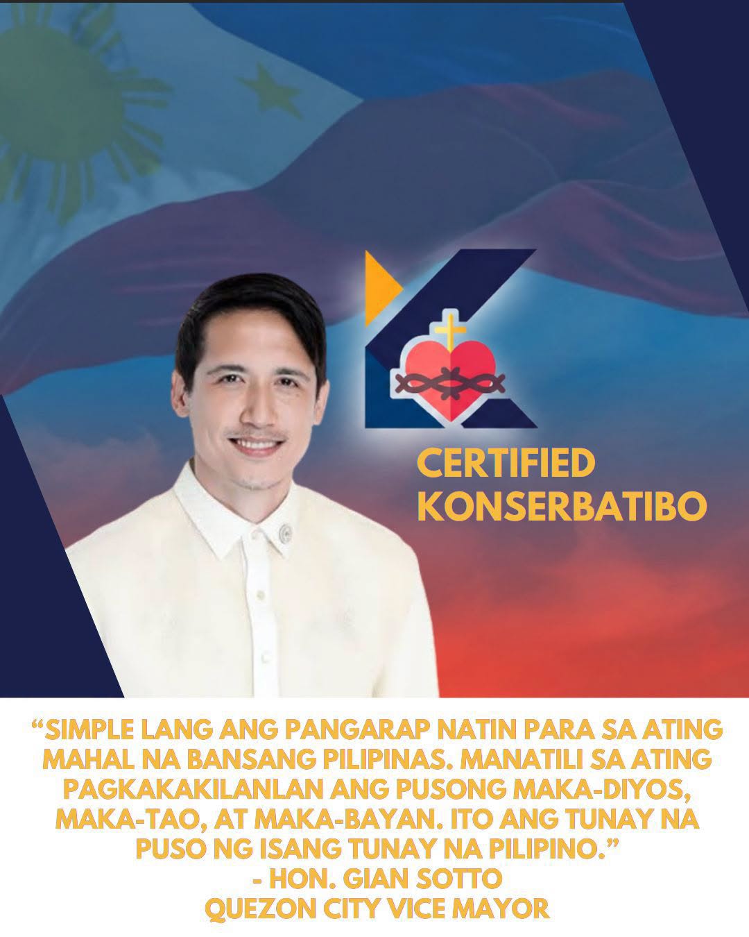 JUST IN | Quezon City Vice Mayor Gian Sotto is now officially an affiliate member of the Conservatives of the Philippines